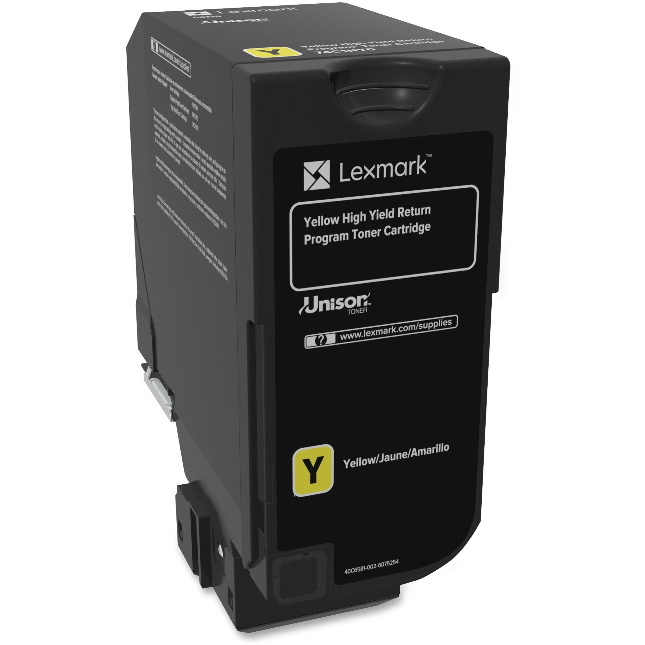 Lexmark 74C1HY0 Unison CS725 Retourneren Programma Hoge Opbrengst Toner Cartridge Geel 12.000 Pagina's