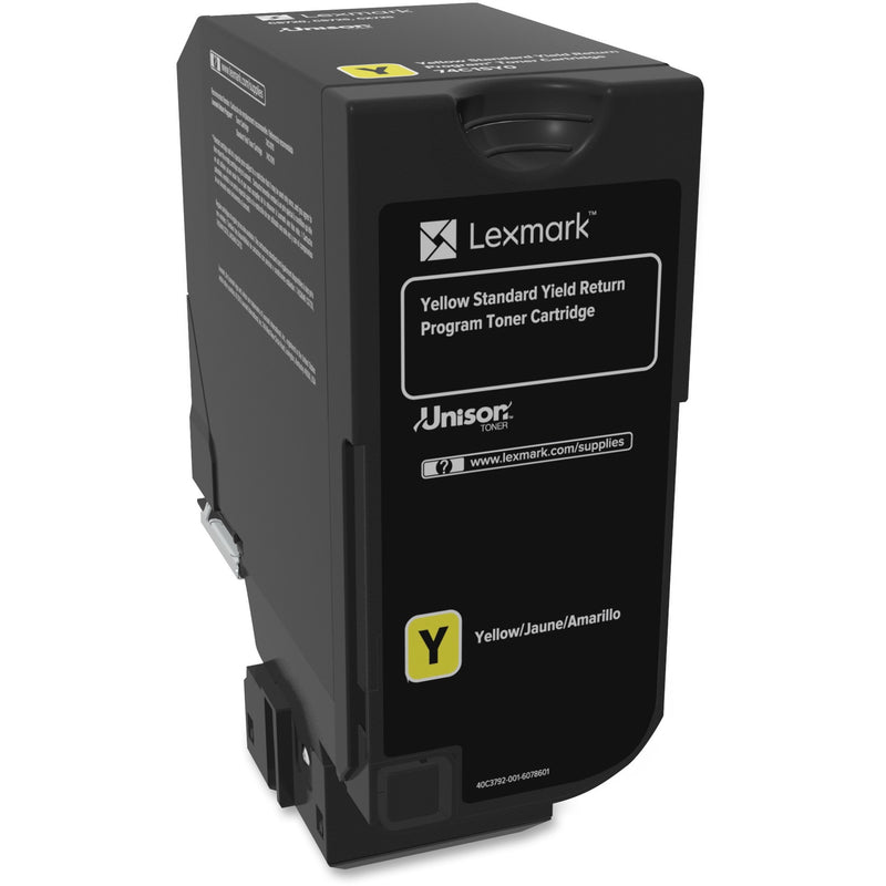 Lexmark CS72 Yellow Standard Yield Return Program Toner Cartridge in black housing with yellow indicator