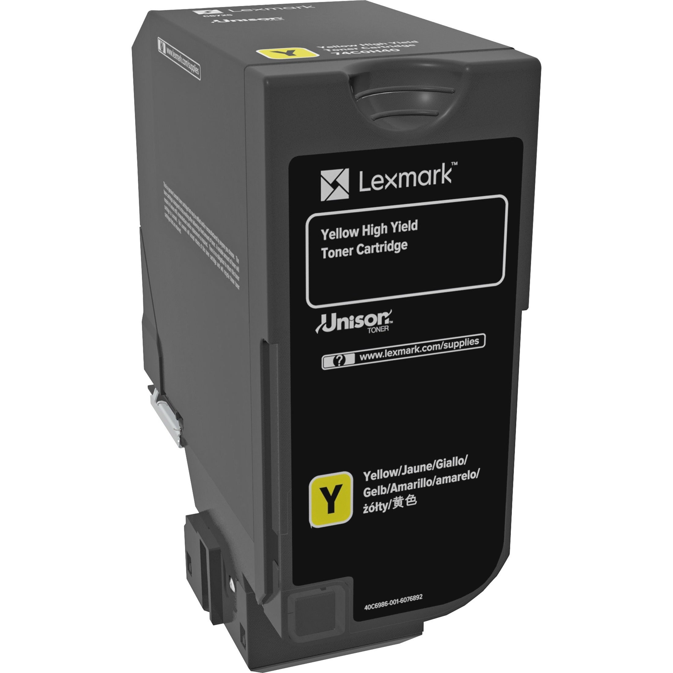 Cartucho de tóner amarillo Lexmark 74C0H40 12K (CS725) alto rendimiento compatible con impresoras láser