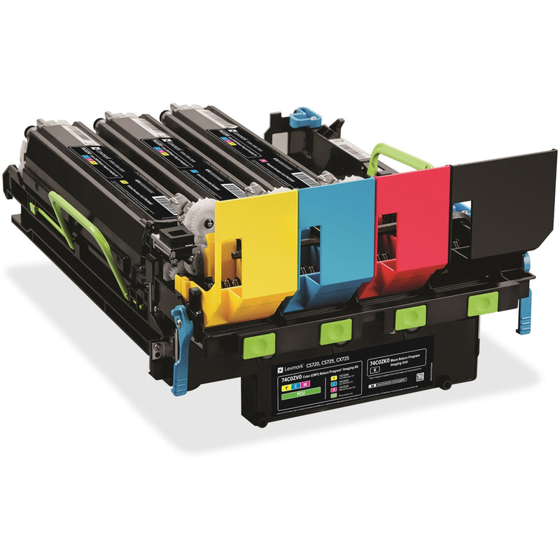 Lexmark CX725 printer waste toner bottle assembly with color-coded compartments and integrated collection system