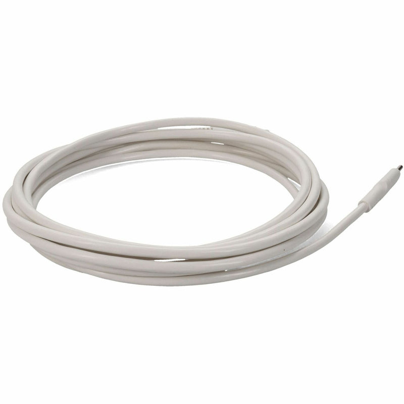 Coiled view of white USB-C to Lightning cable showing flexibility