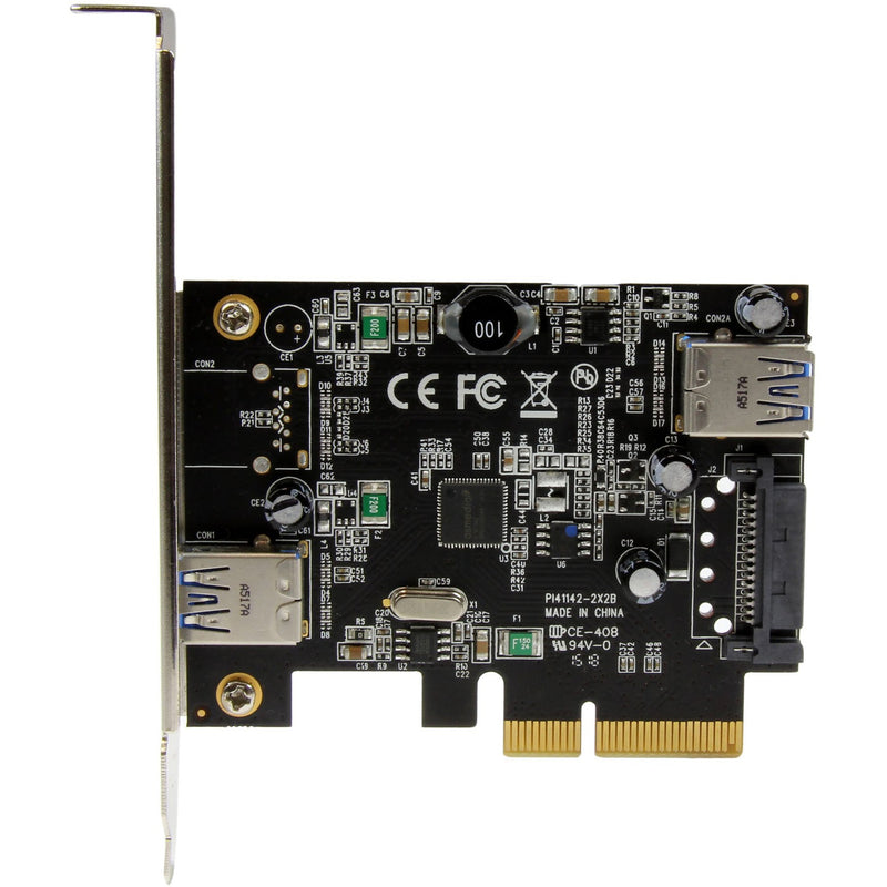 Close-up view of StarTech.com PCIe USB card circuit board showing component layout