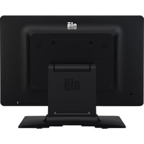 Rear view of Elo 1502L monitor showing ports, speakers, and mounting options