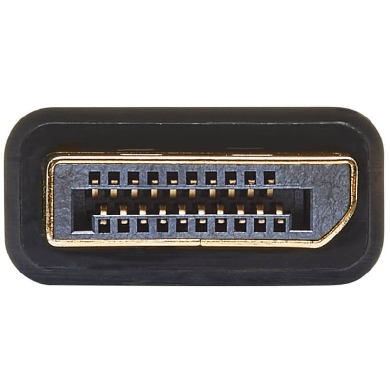 Detailed view of DisplayPort connector showing pin configuration and gold plating