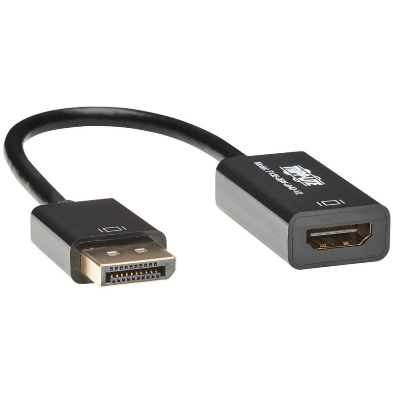 Tripp Lite DisplayPort to HDMI adapter showing gold-plated connectors and black housing