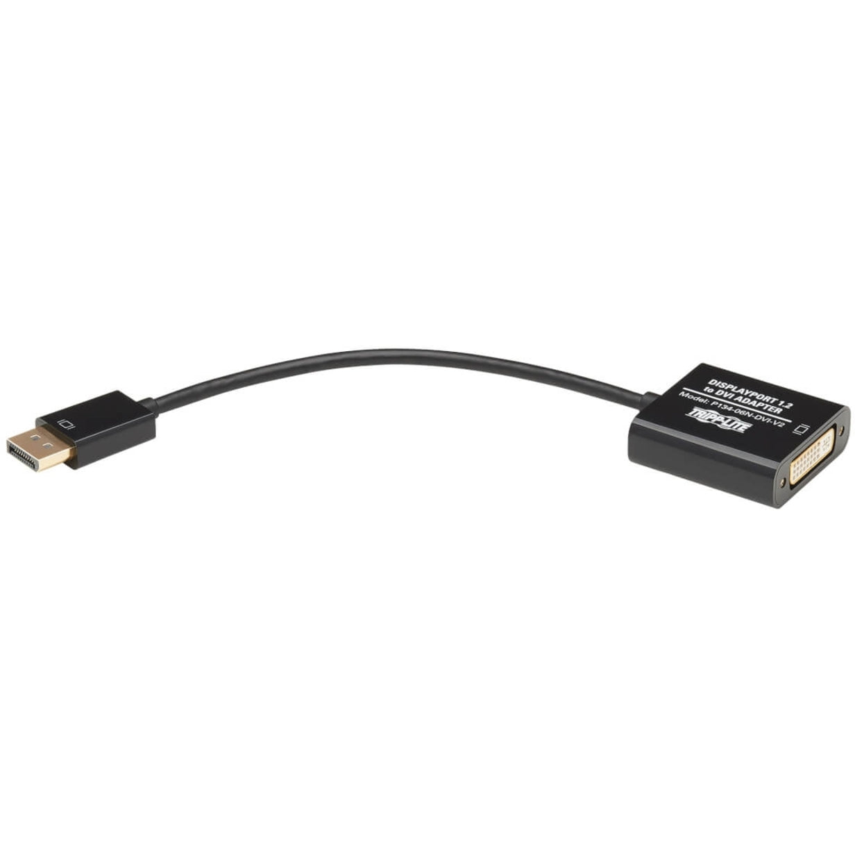 Full length view of DisplayPort to DVI adapter showing curved cable design-alternate-image5