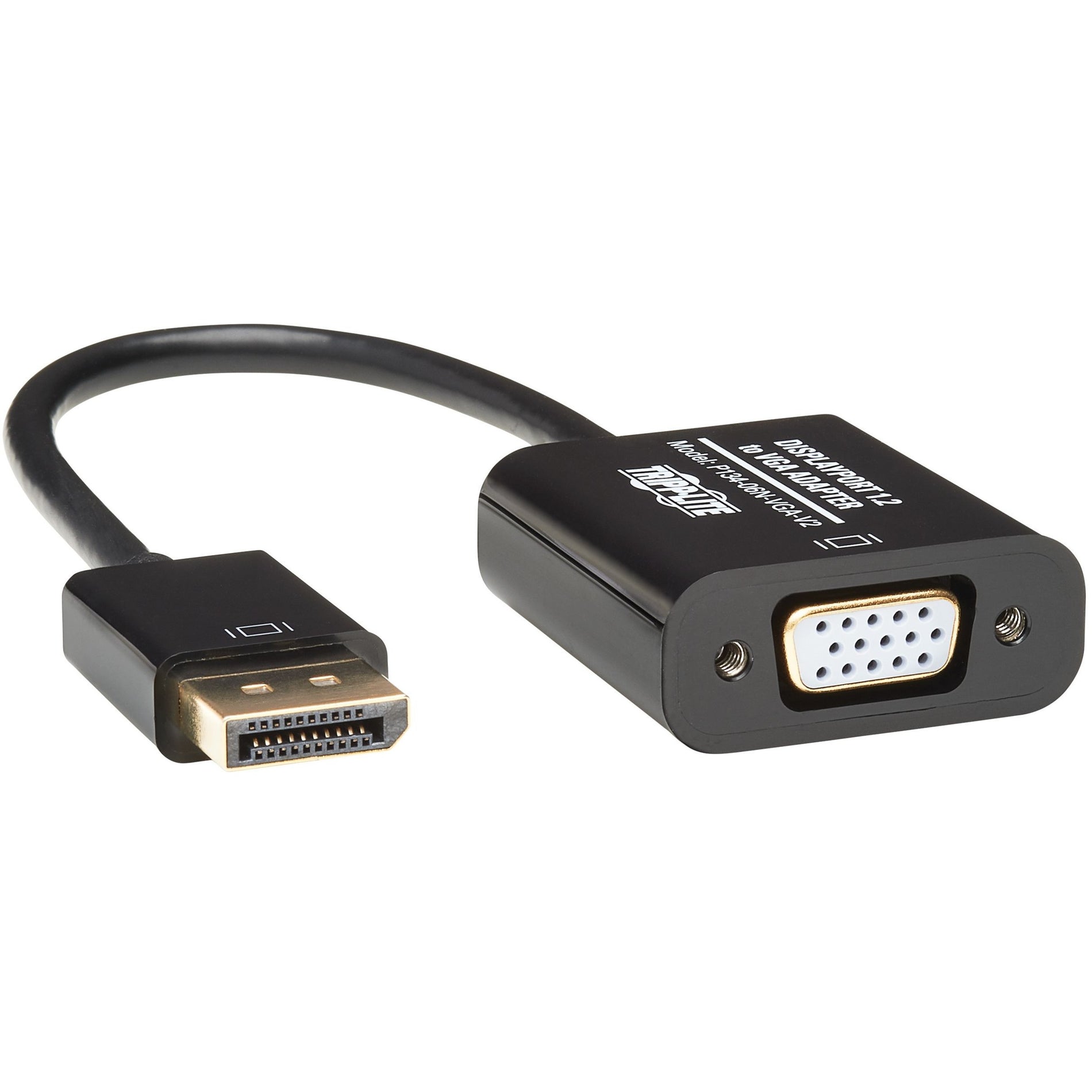 Close-up view of Tripp Lite DisplayPort to VGA adapter showing gold-plated connectors-alternate-image1