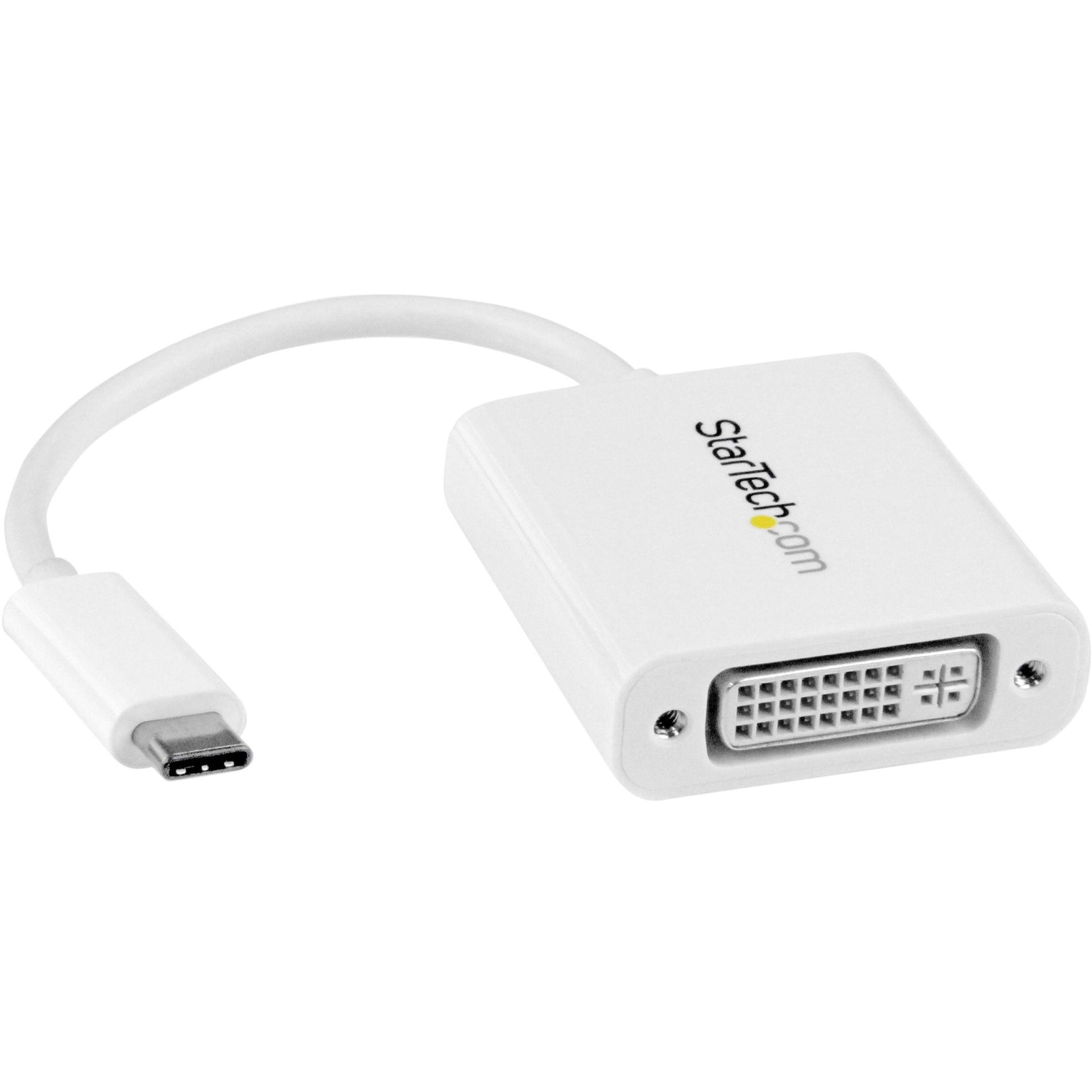 StarTech.com CDP2DVIW USB-C to DVI Adapter - White, USB Type-C to DVI Video Converter for MacBook, Chromebook, Dell XPS or other USB C Devices