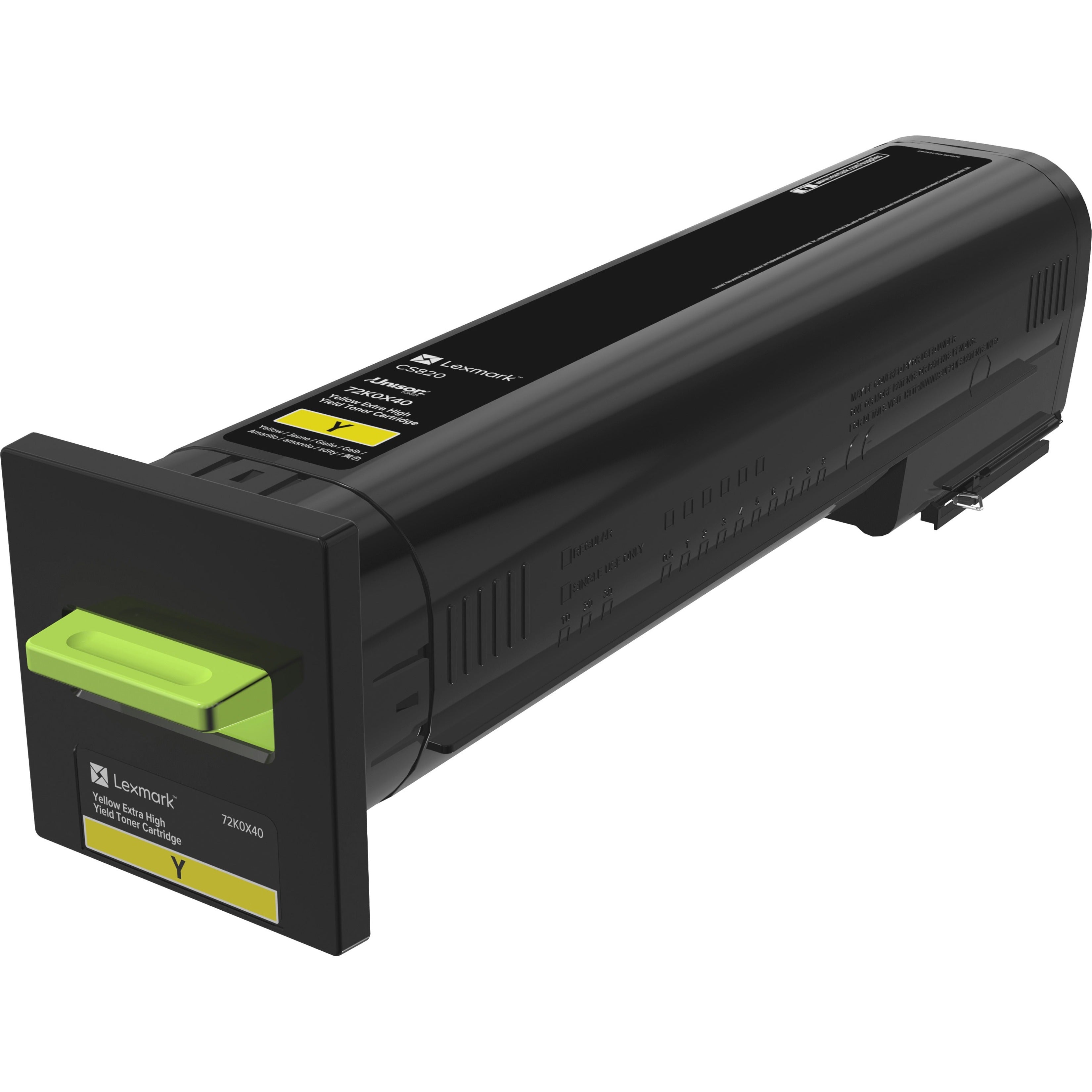 Lexmark 72K0X40 High-Yield Yellow Toner Cartridge, 22000 Pages, Laser Printing, Compatible with CS820 Series Printers - 72K0X40