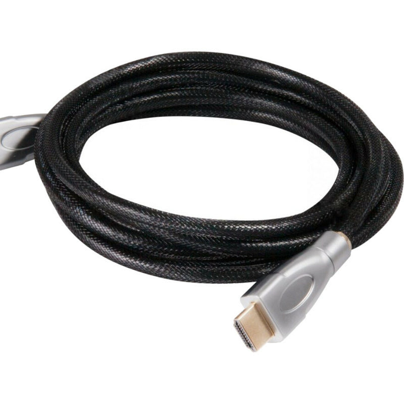 Close-up of Club 3D HDMI cable showing braided texture and connector