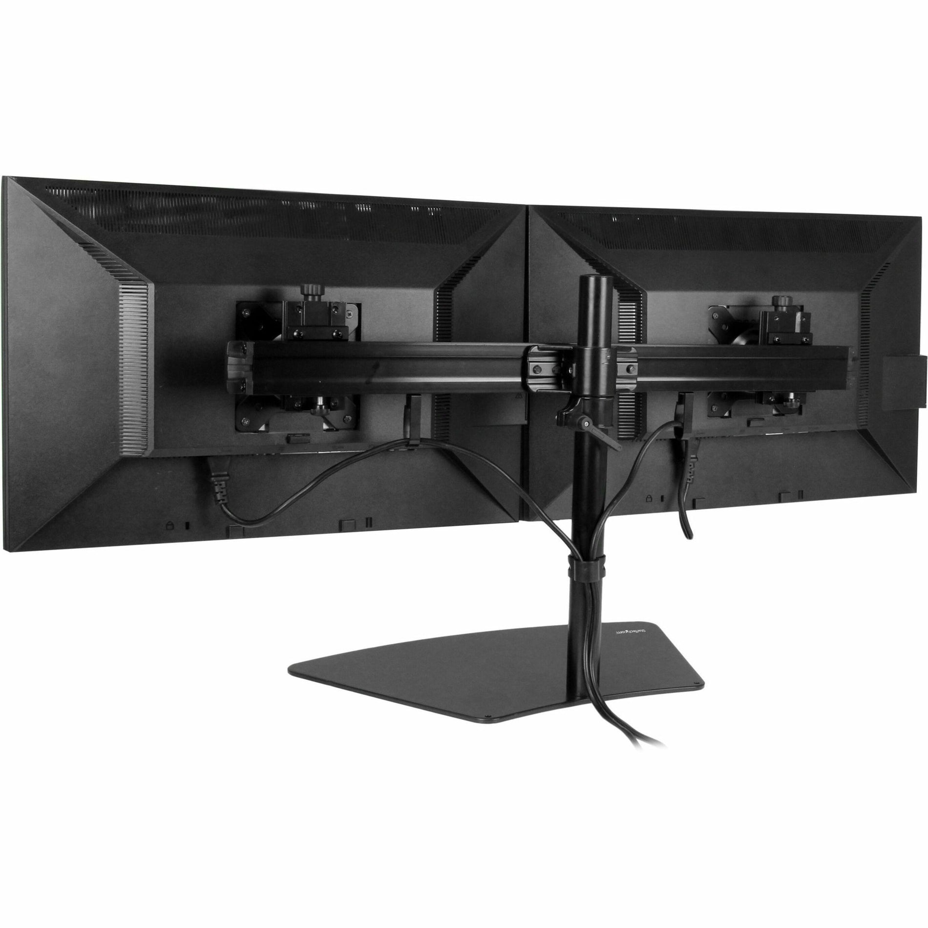 StarTech.com ARMBARDUO Dual-Monitor Stand - Horizontal - Black, Low-Profile Base, Comfortable, Tilt, 360° Swivel