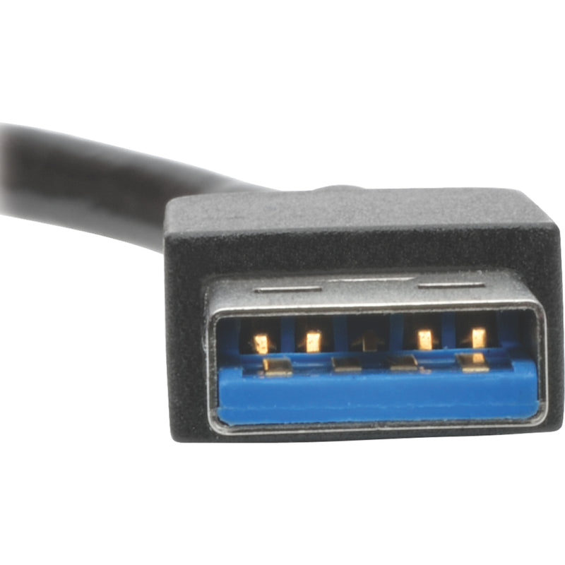 Detailed view of the USB 3.0 connector on the Tripp Lite adapter showing blue SuperSpeed indicator