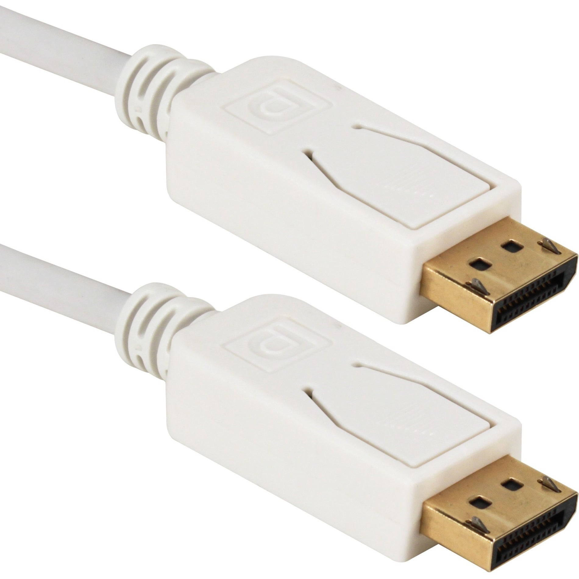 QVS DP-06WH 6ft DisplayPort Cable, UltraHD 4K, White, Locking Latch