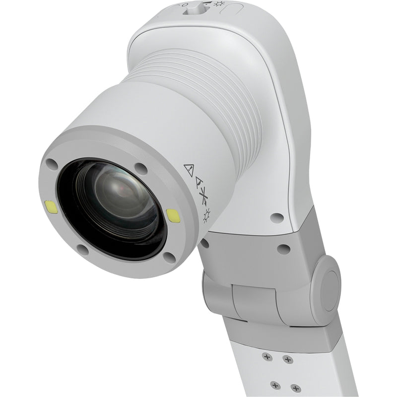 Detailed view of Epson DC-21's camera lens and LED lighting system