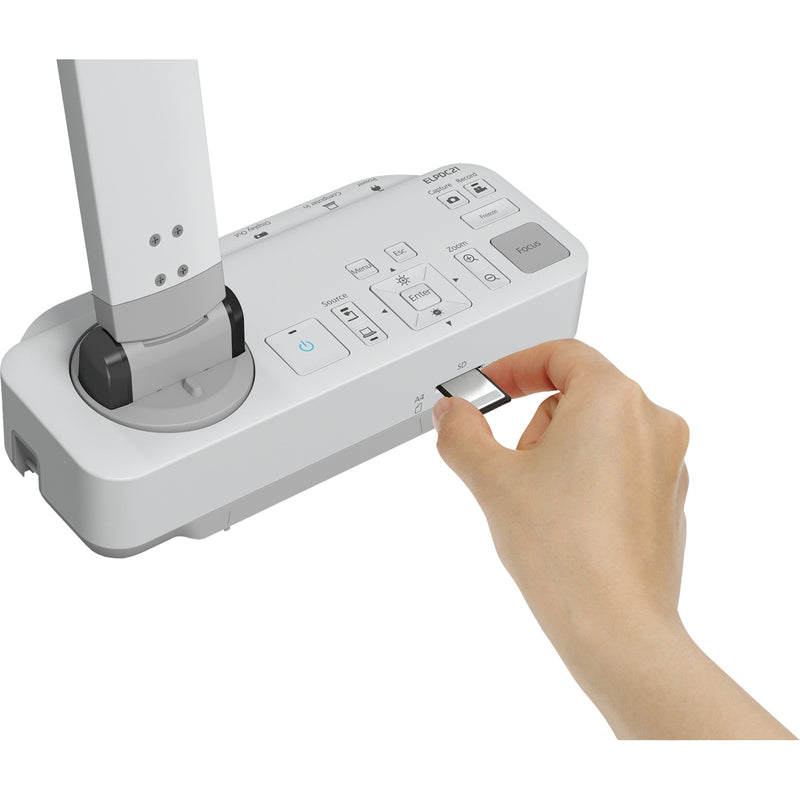 Demonstration of SD card insertion into Epson DC-21