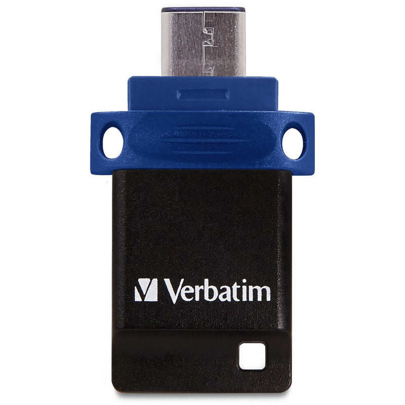 Front view of Microban USB drive showing USB-C connector and Verbatim branding