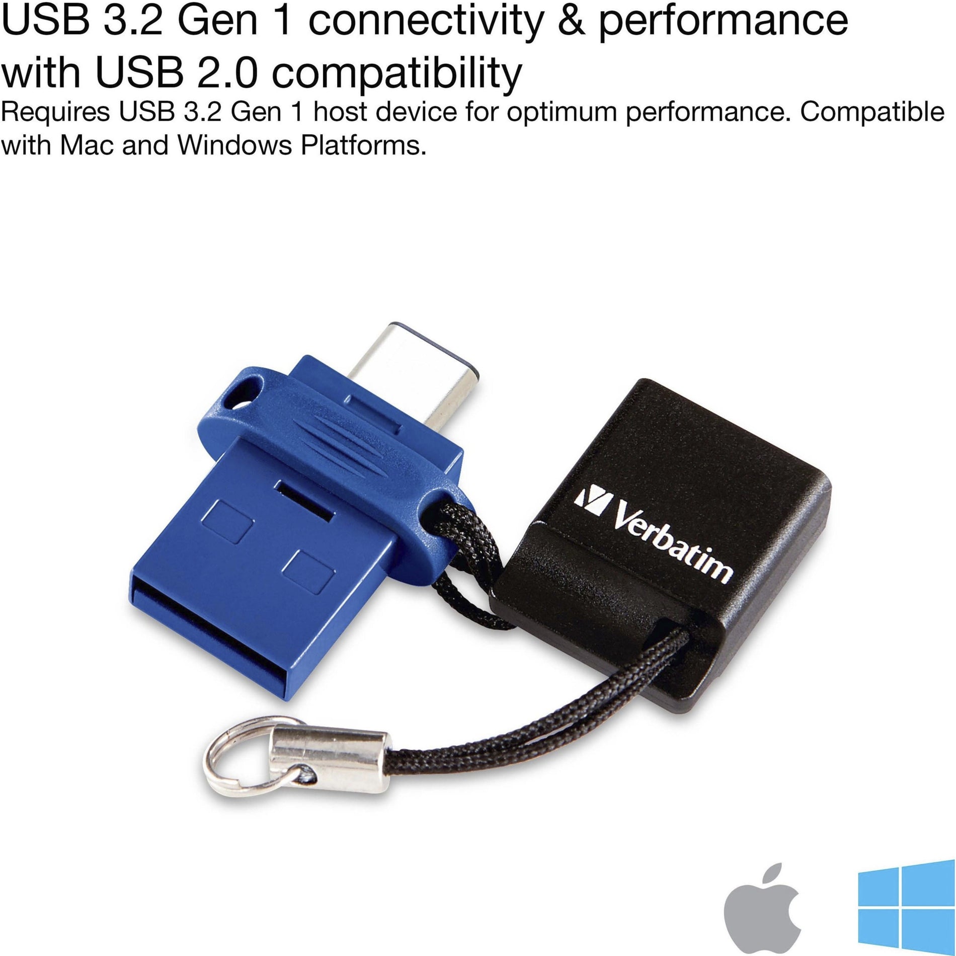 Microban 99153 Store 'n' Go Dual USB 32 Gen 1 Flash Drive 16GB Blau