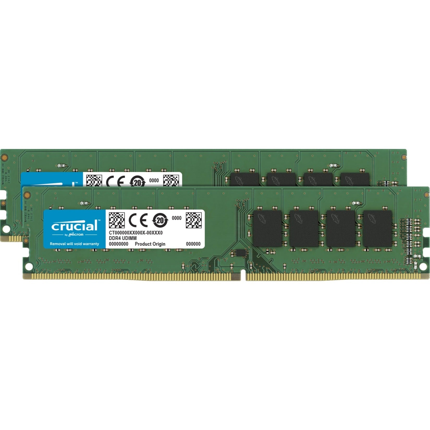 Two Crucial 8GB DDR4 RAM modules showing green PCB design and blue Crucial branding label-alternate-image1