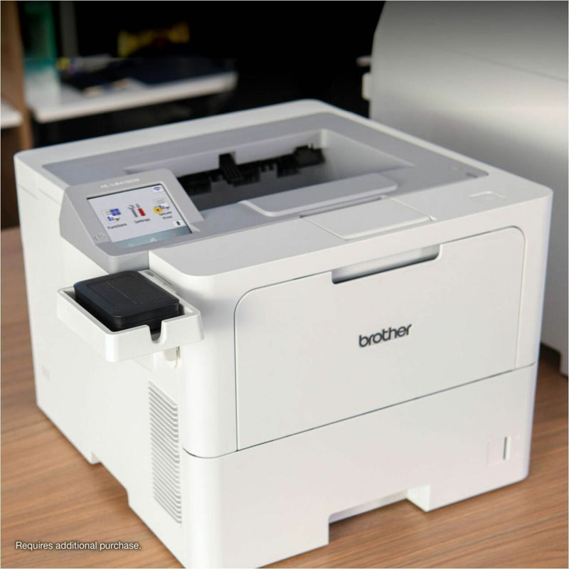 Brother printer with CH1000 card reader holder installed showing complete integration