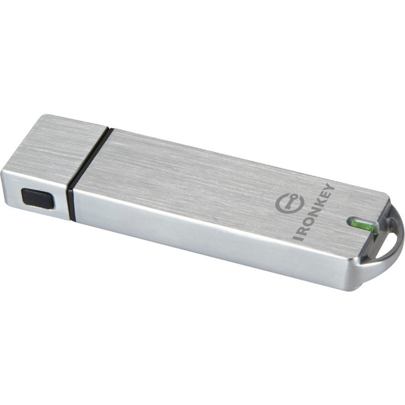 IronKey S1000 USB drive showing LED indicator light and keyring attachment point