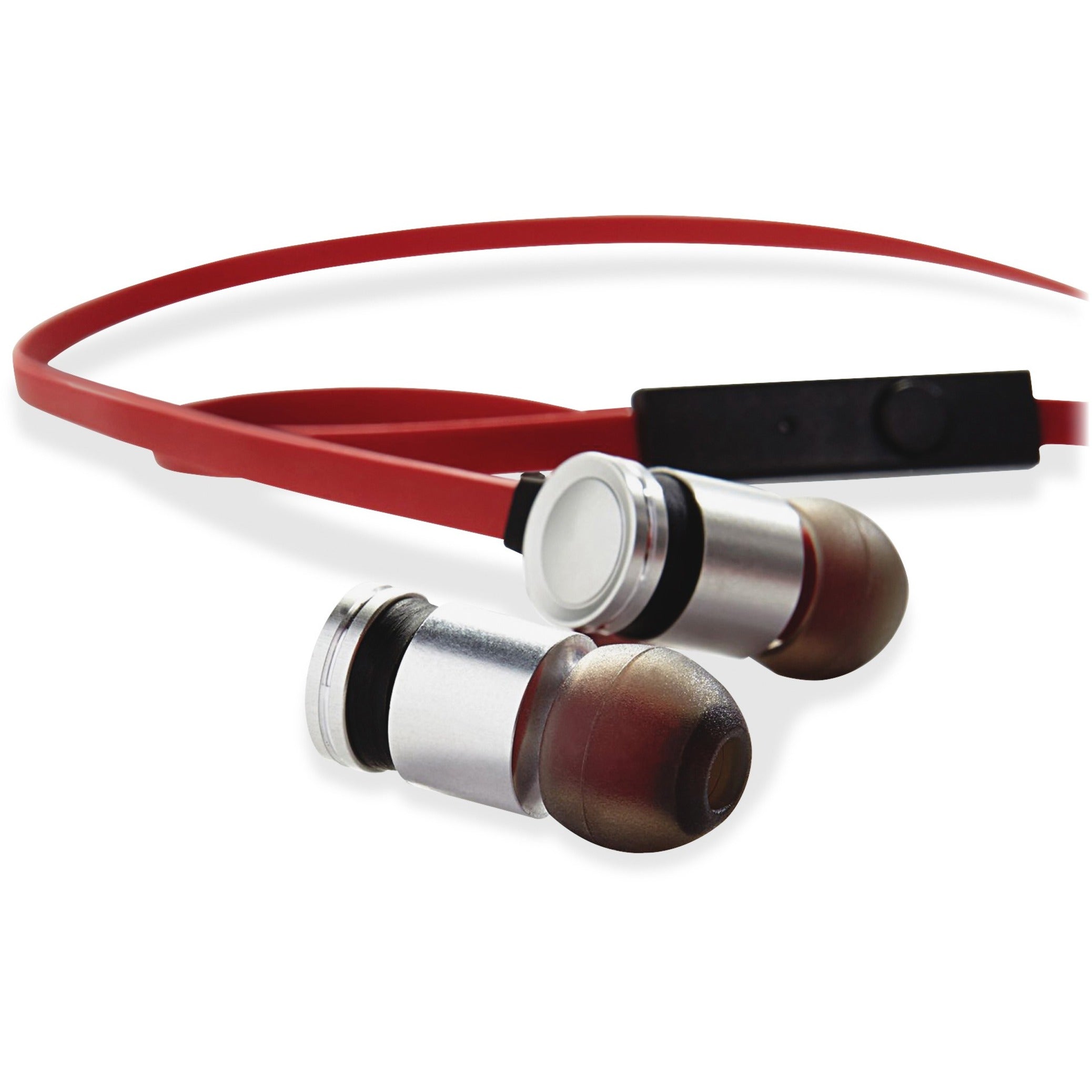 Verbatim 99210 Listen / Talk Earphones, Red/Silver, In-line Remote, Comfortable, Tangle-free Cable