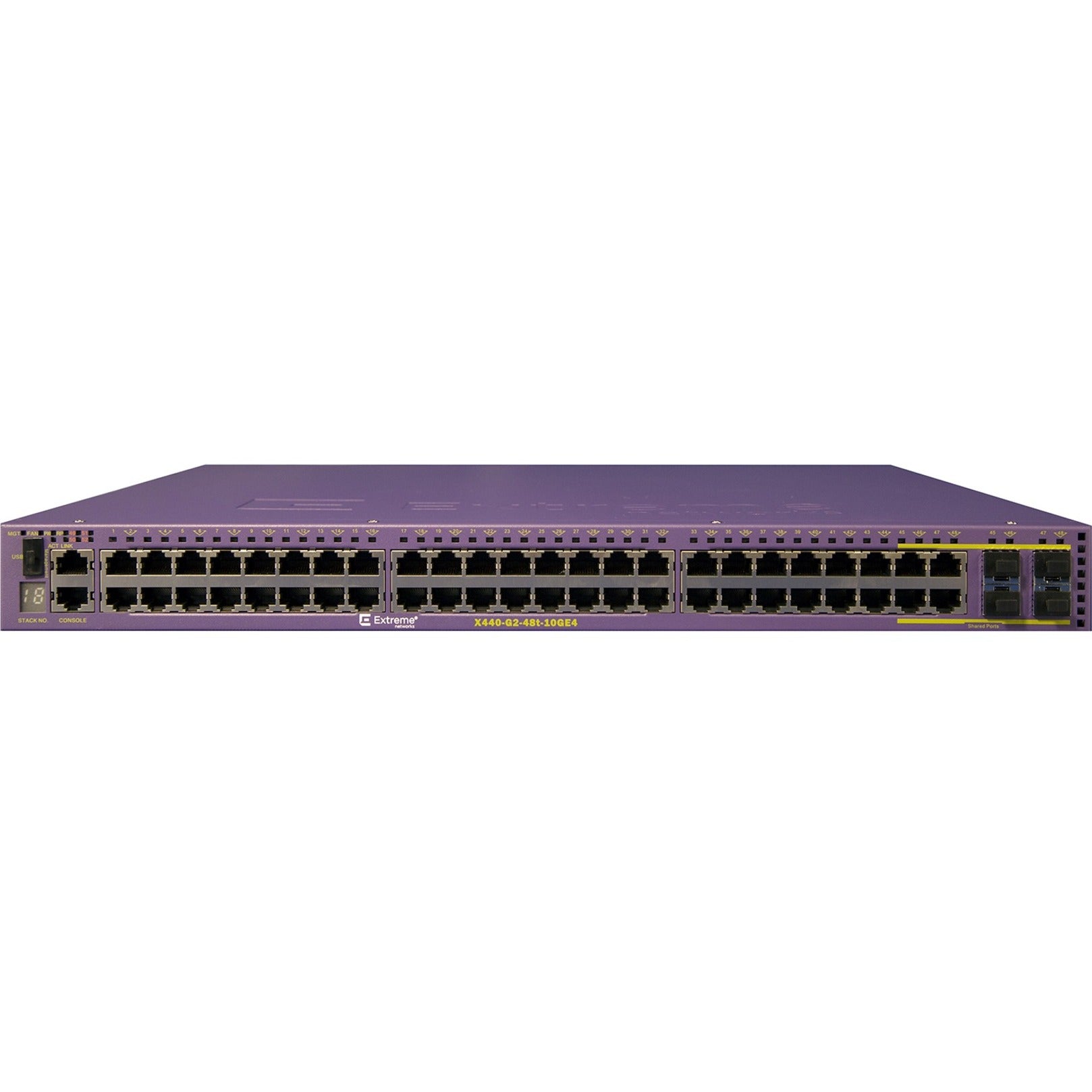 Extreme Networks 16534 X440-G2-48t-10GE4 สวิตช์อีเธอร์เน็ต อีเธอร์เน็ตความเร็ว 1 กิกะบิต 48 พอร์ตเครือข่าย