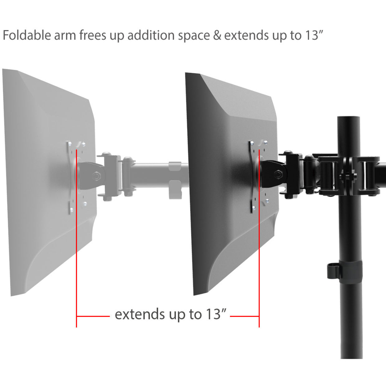 Soporte de Escritorio Independiente Articulado para Doble Monitor SIIG CE-MT1U12-S1 - 13"-27" Inclinación Rotación Ergonómico Durable Gestión de Cables Giro