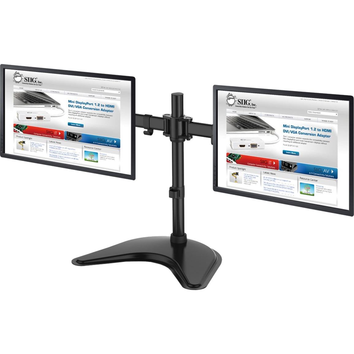 Soporte de Escritorio Independiente Articulado para Doble Monitor SIIG CE-MT1U12-S1 - 13"-27" Inclinación Rotación Ergonómico Durable Gestión de Cables Giro