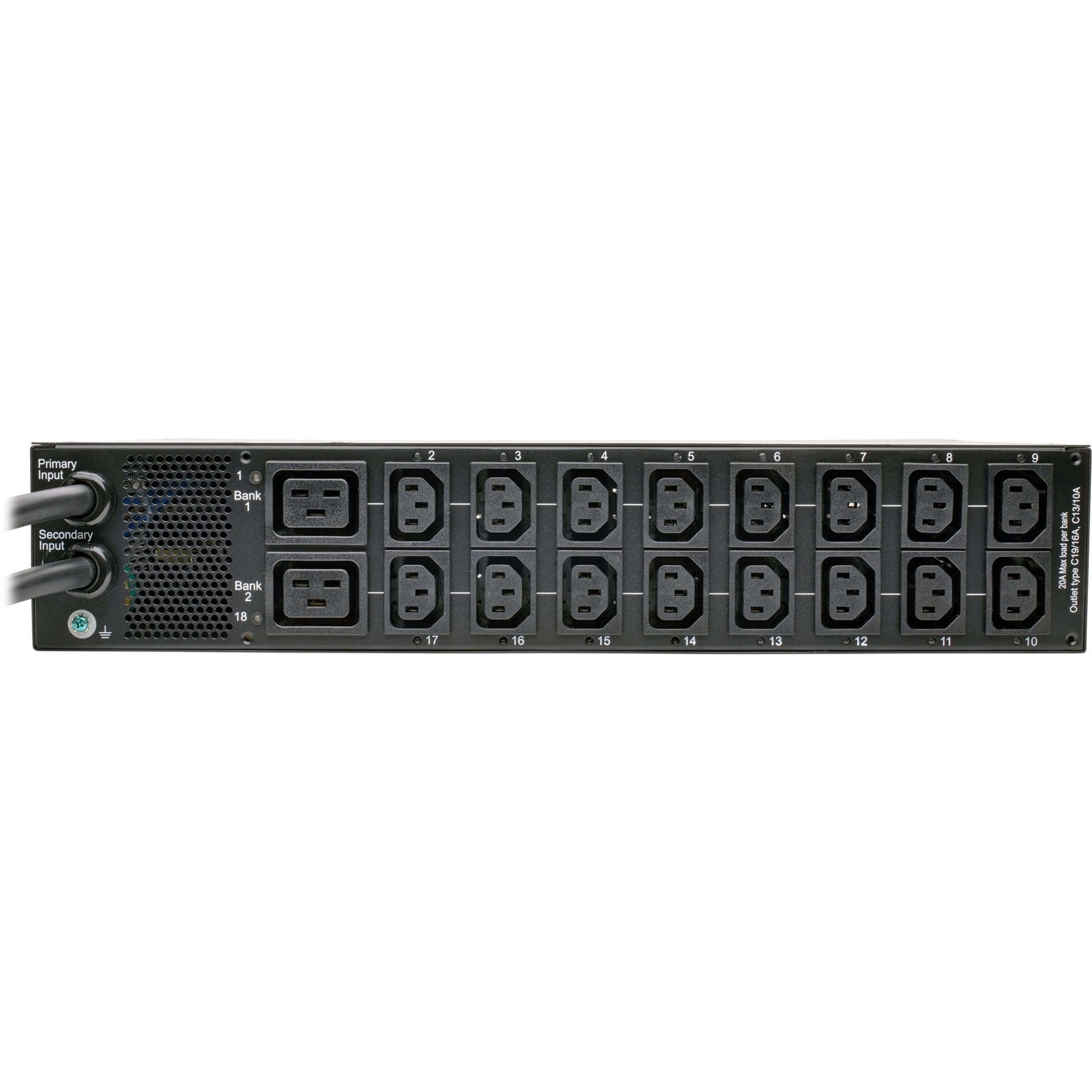 Close-up view of PDU outlet array showing C13 and C19 configurations-alternate-image4