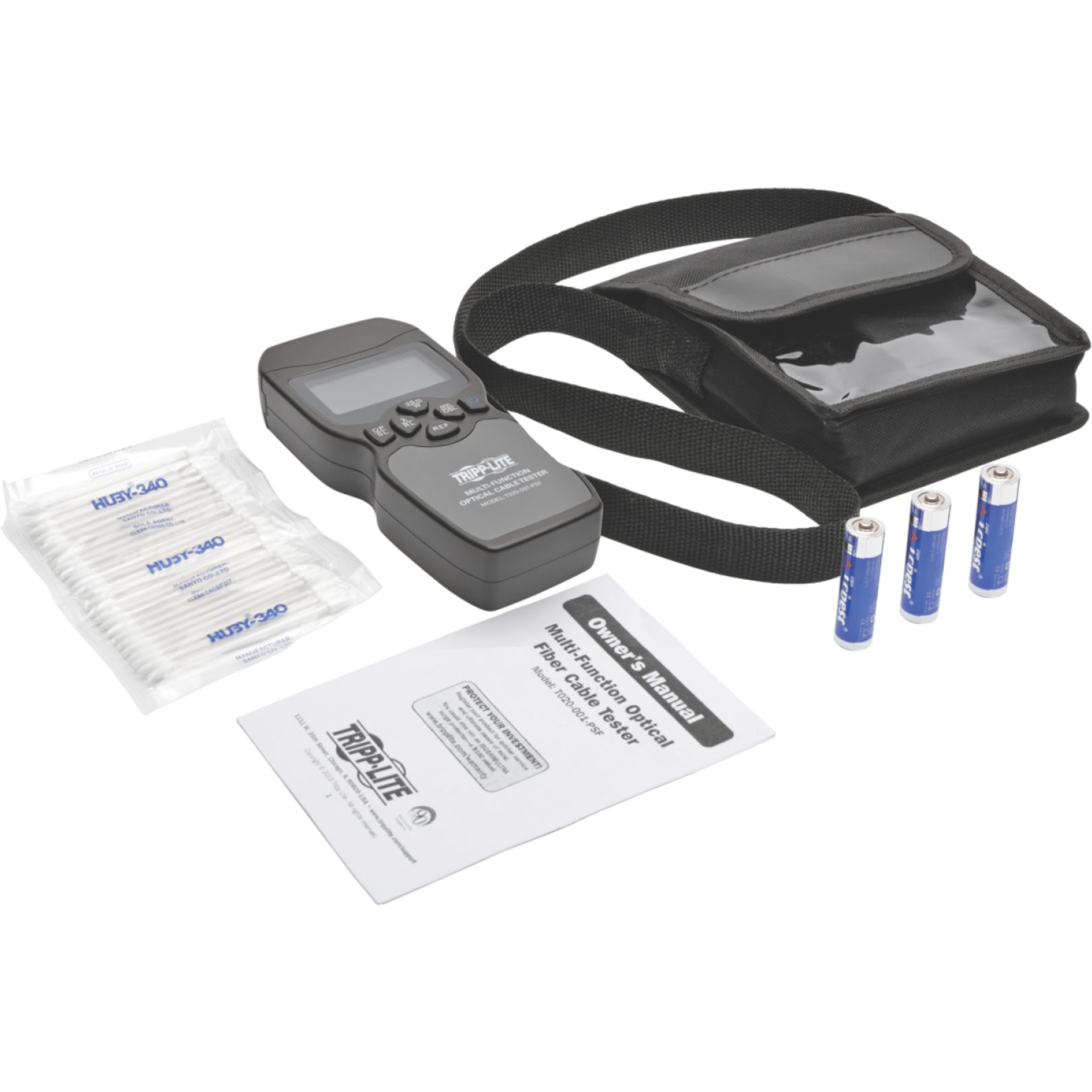 Complete kit contents of the T020-001-PSF including tester, carrying case, batteries, cleaning supplies, and manual-alternate-image4