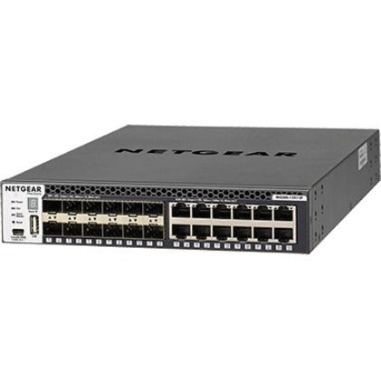 Netgear XSM4324S-100NES M4300-12X12F ProSafe สวิตช์จัดการแบบสแต็คได้ที่มี 24x10G รวม 12x10GBASE-T และ 12xSFP+ ชั้น 3 10GBase-T 10GBase-X ขนาด 1U ติดตั้งในตู้ Rack