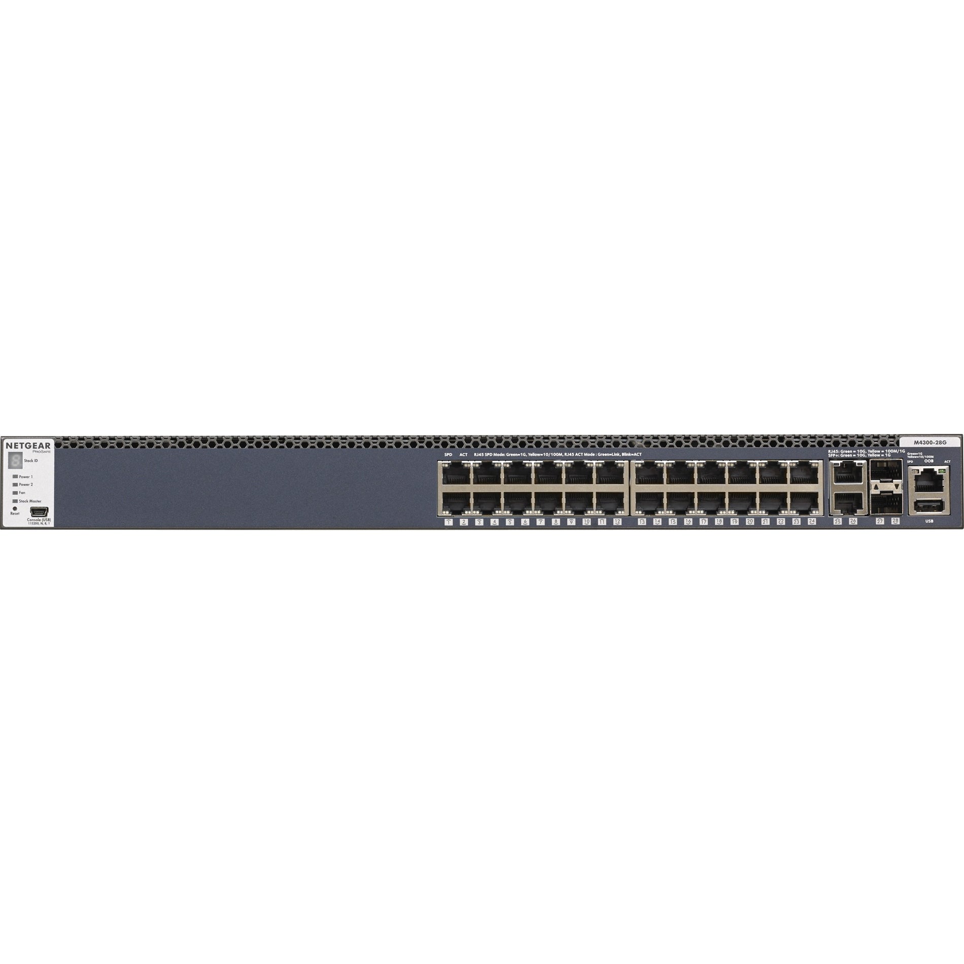 Switch Géré ProSafe Netgear M4300-28G GSM4328S-100NES empilable 24x1G 2x10GBASE-T et 2xSFP+ commutateur de couche 3