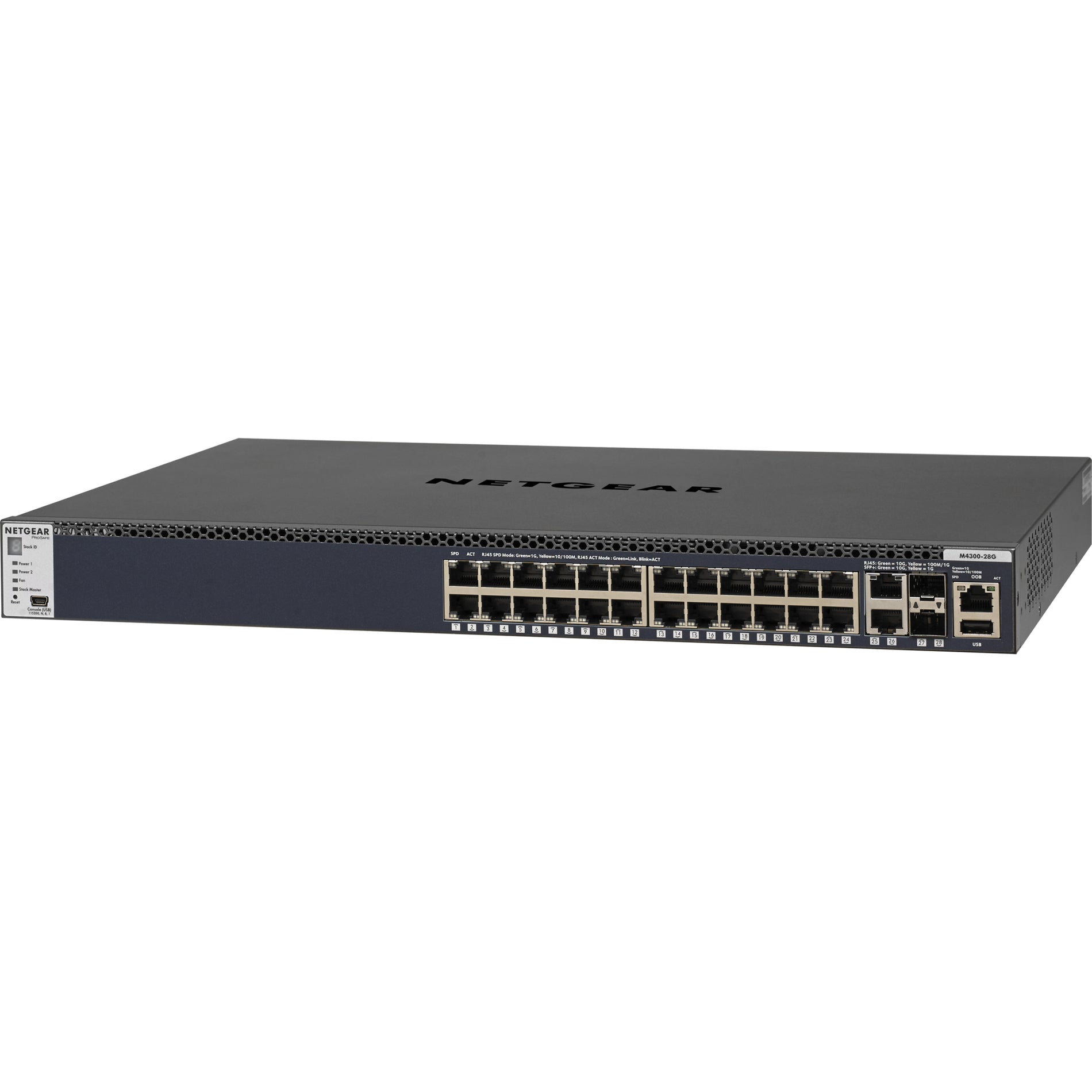 Switch Géré ProSafe Netgear M4300-28G GSM4328S-100NES empilable 24x1G 2x10GBASE-T et 2xSFP+ commutateur de couche 3