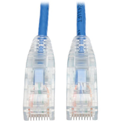 Tripp Lite Cat6 Gigabit Slim Network Cable, Snagless RJ45 M/M, 28 AWG UTP Patch Cable, 1Gbps, Blue, 1ft, Enhances High-Density Data Centers - N201-S01-BL (Lifetime Warranty)