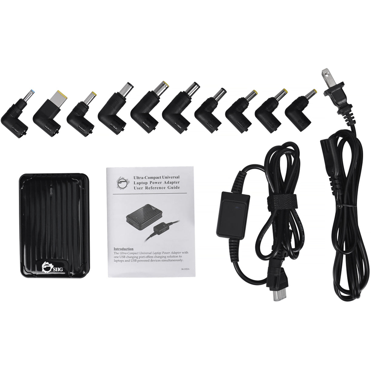 SIIG AC-PW1212-S1 Ultra-Compact Universal Laptop Power Adapter - 90W, USB Port, Multiple Power Tips