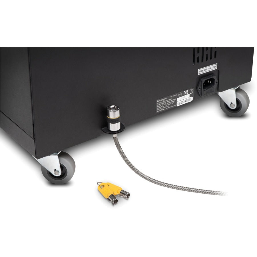 Kensington K64415NA AC12 12-Bay Security Charging Cabinet, Power Strip, Locking Wheel, Tamper Resistant, Cable Management