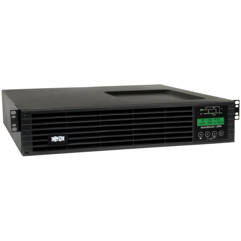 Front view of Tripp Lite SU1500RTXLCDN SmartOnline UPS showing LCD display and ventilation system