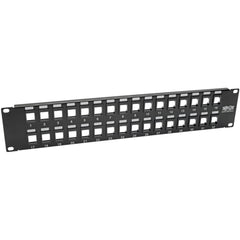 Tripp Lite N062-032-KJ 32-Port Unshielded Keystone/Multimedia Patch Panel, 2U Rack-Mount, Black Cold Rolled Steel, RoHS Certified - N062-032-KJ (Lifetime Warranty)