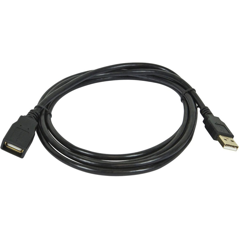 Black USB 2.0 extension cable with male and female connectors showing full cable length