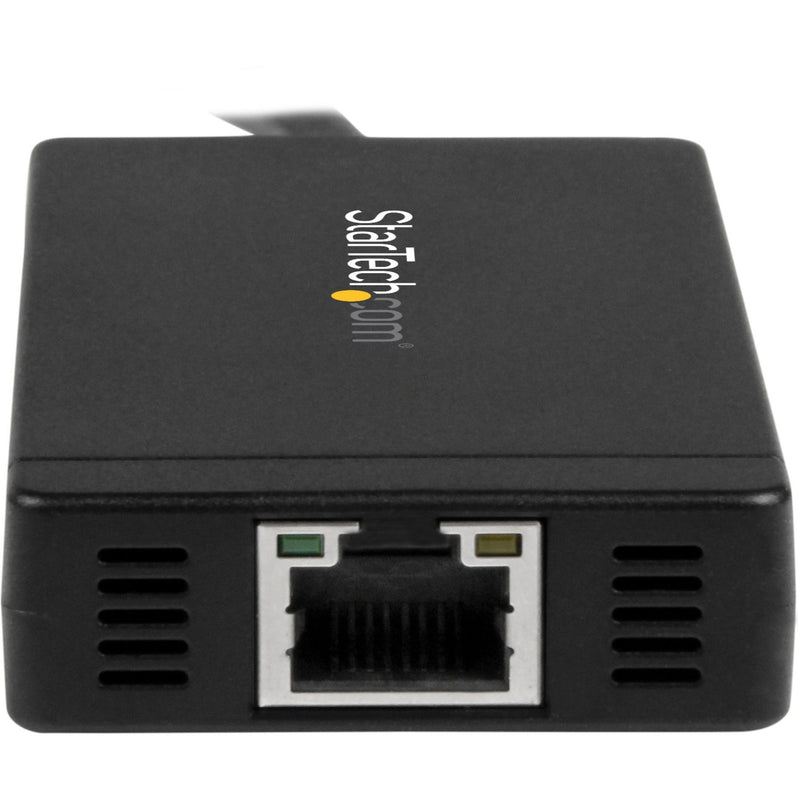 Close-up of the Gigabit Ethernet port on StarTech.com hub