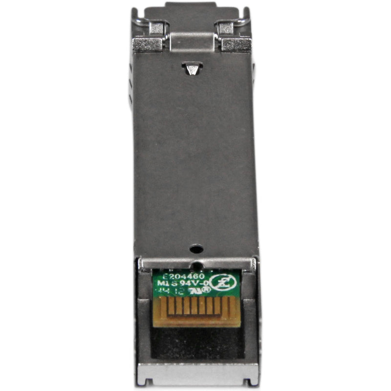 Internal circuit board view of StarTech.com SFP transceiver showing gold contacts