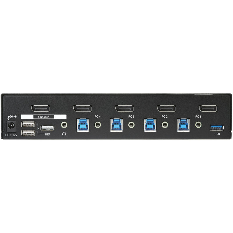 Close-up view of KVM switch ports and connections