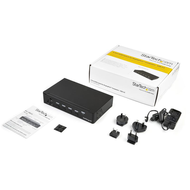 Complete package contents of the StarTech.com KVM switch including accessories