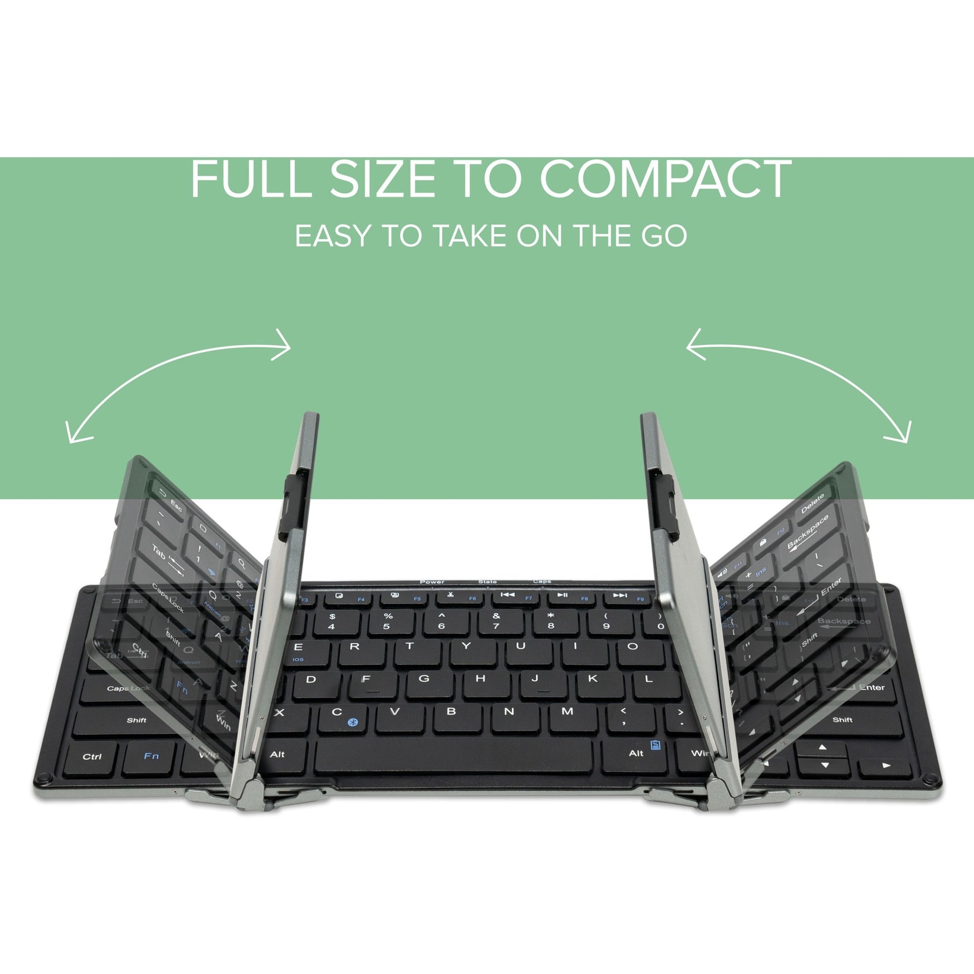 Plugable BT-KEY3XL Bluetooth Folding Keyboard XL Full Size with Protective Case, Portable Wireless Keyboard for Computer, Tablet, Smartphone