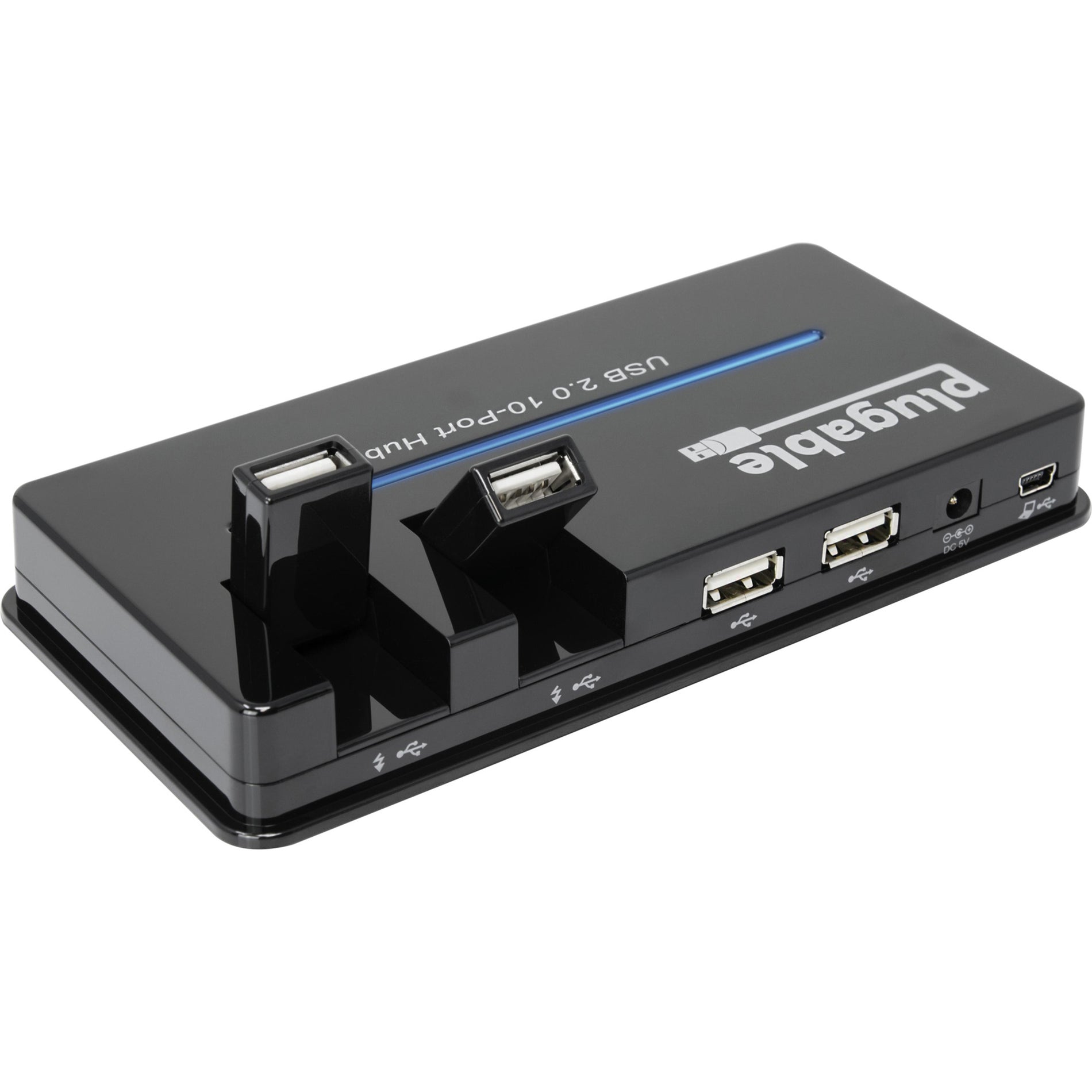 Plugable USB2-HUB10C2 USB 2.0 10-PORT HUB WITH 20W POWER ADAPTER, 10 Ports, PC/Mac/Linux Compatible