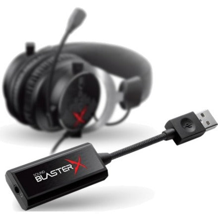 Sound BlasterX G1 connected to gaming headset showing integration capabilities-alternate-image3