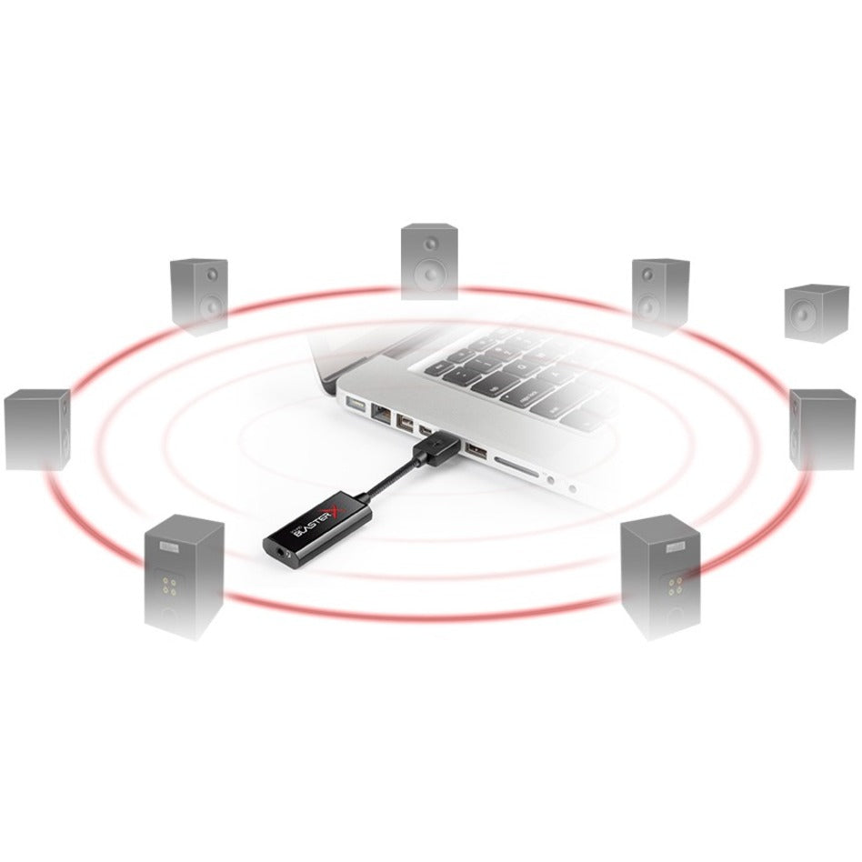 Diagram showing 7.1 surround sound capability of Sound BlasterX G1 with laptop connection-alternate-image4