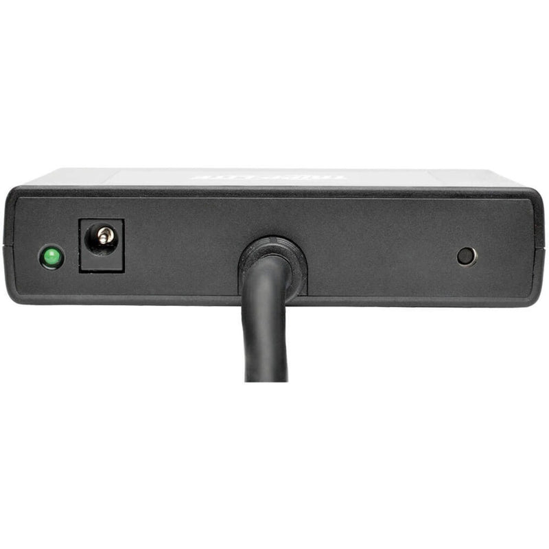 Rear view of DisplayPort MST hub showing power input and LED indicator