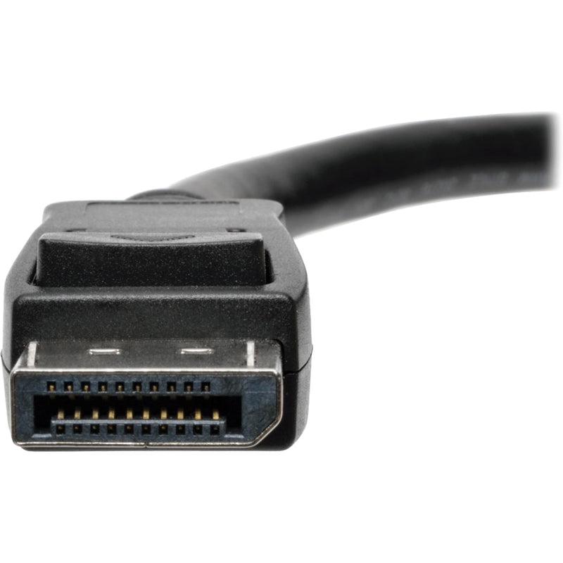 Close-up of DisplayPort input connector showing locking mechanism