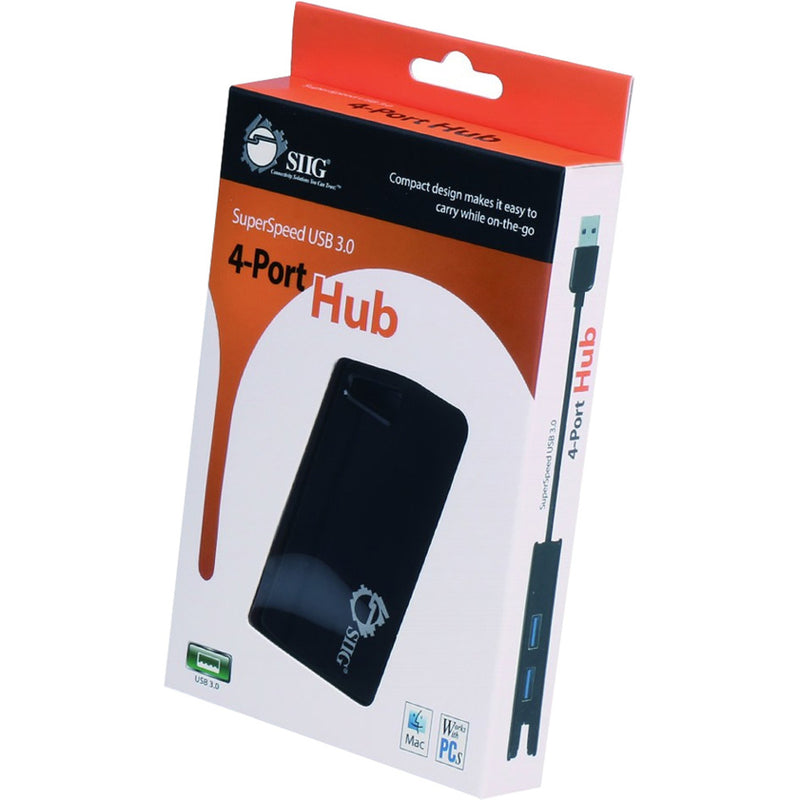 SIIG USB hub retail packaging showing product features and specifications